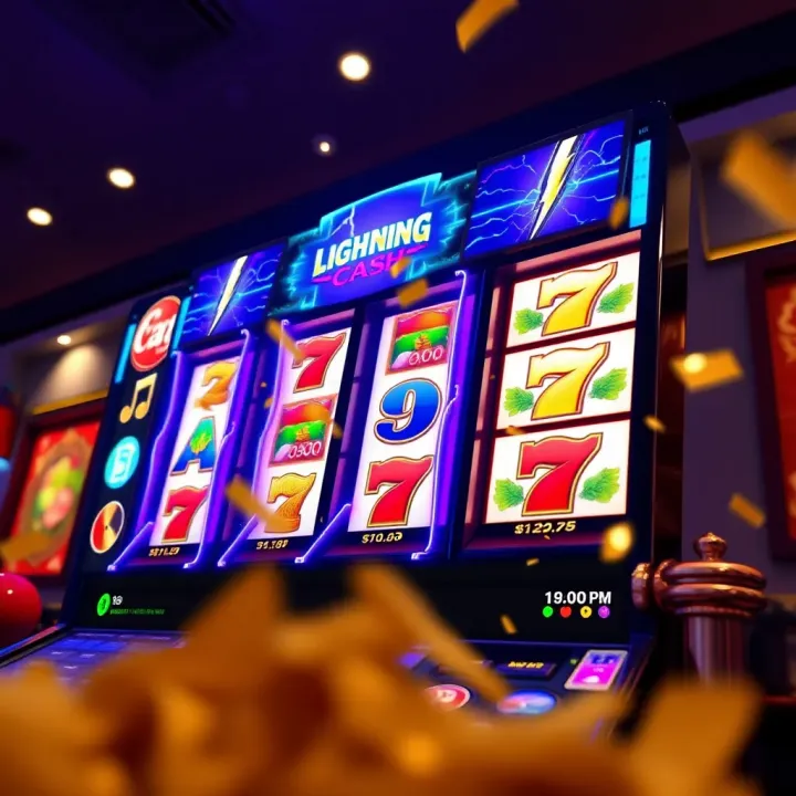 Lightning Cash Pokies Online Slot Machine with Dynamic Features Colorful Lightning Cash pokies online slot machine with vibrant symbols and electric effects