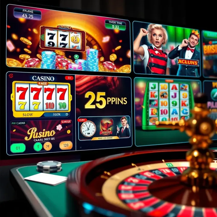Popular Online Casino Games and Responsible Gaming Practices Variety of popular casino games including slots, poker, and roulette displayed on a digital screen