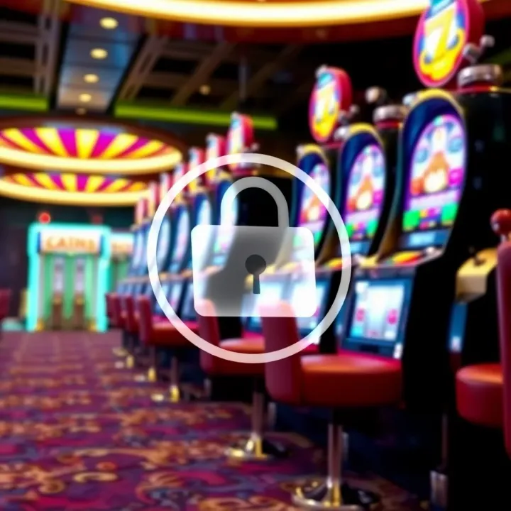 Secure Connection Symbol with Online Pokies Slot Machine Icons Graphic showing a secure connection symbol alongside online pokies slot machine icons