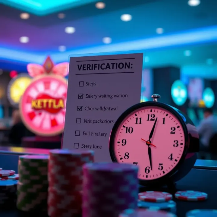 Verification Steps and Withdrawal Timing at Jackpot Jill Casino Graphic showing a checklist and clock symbolizing verification and withdrawal waiting periods