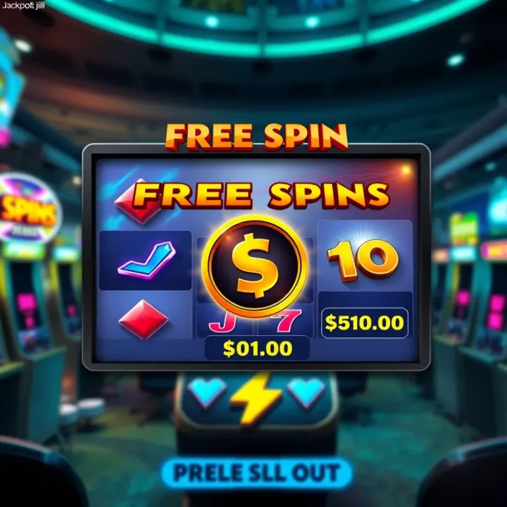 Digital Slot Game Interface Showcasing Free Spin Bonuses and Rewards Illustration of a digital slot game interface highlighting free spin bonuses and player rewards