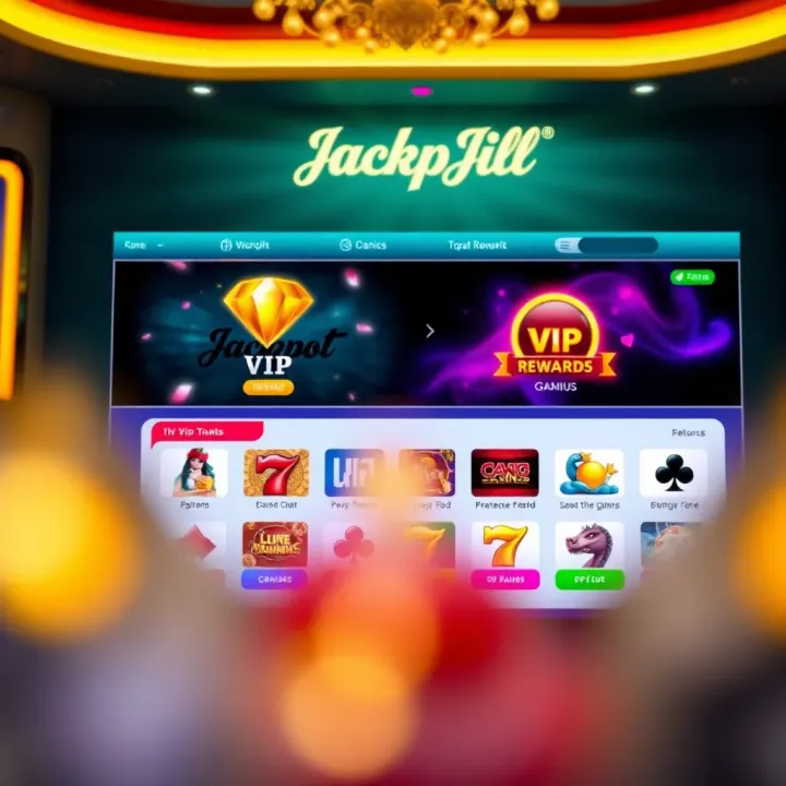 Online jackpot platform interface showing exclusive VIP rewards and game options